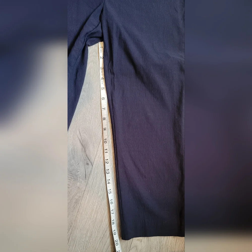 Hilary Radley Dark Navy Textured Cropped Pull-up Pants, Women's Small - Picture 7 of 14